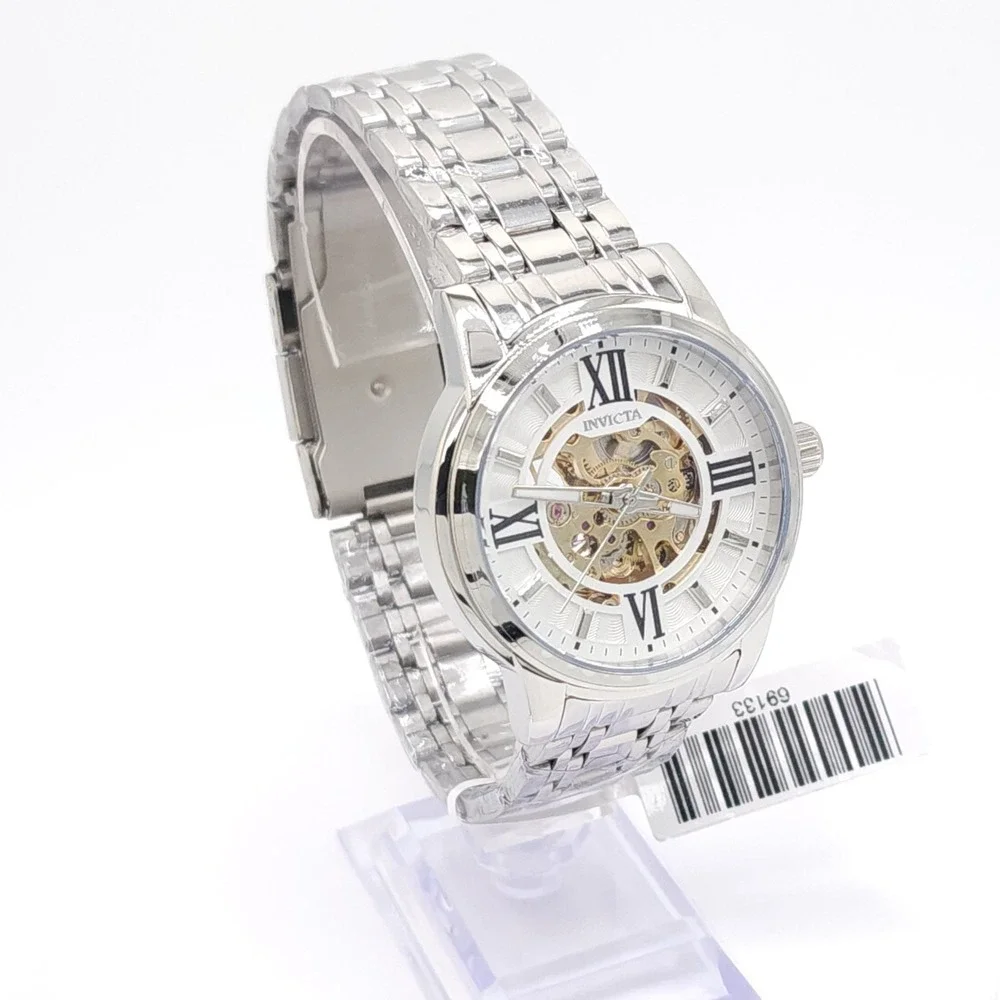 Invicta Objet D Art 69133 Men's Automatic Skeleton Silver Watch 41mm New